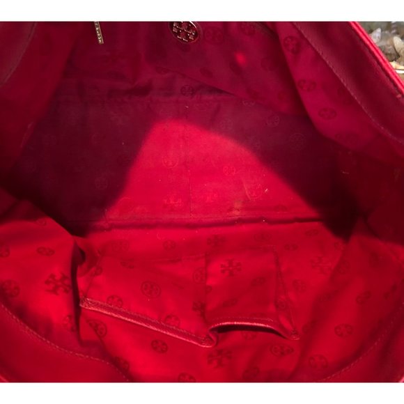 **SOLD***TORY BURCH Large Red Leather Tote Handbag Shoulder Bag Gold Hardware - Picture 16 of 16